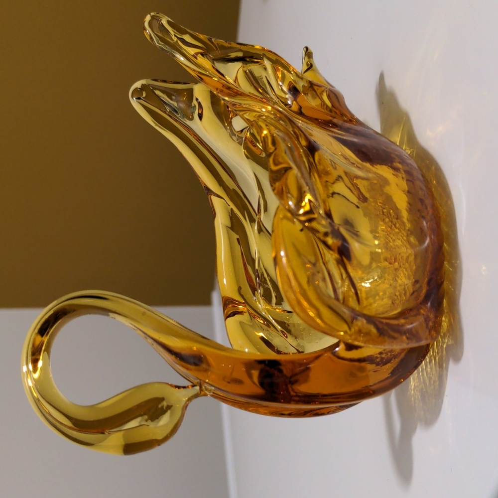 Vintage Amber Swan Dish